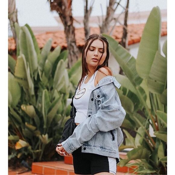 True IMG Two Tone Denim Truck Jacket Women’s Small Jean & Black - Picture 3 of 12